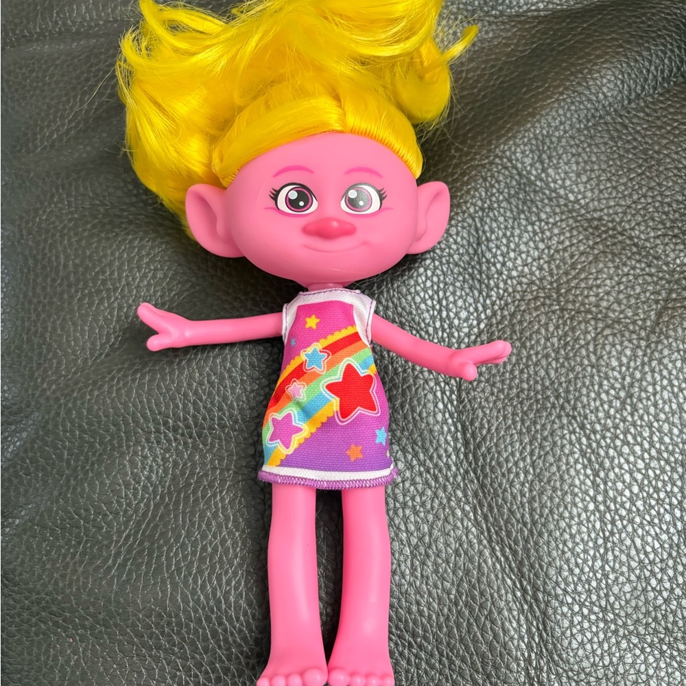 Mattel Pink Troll Doll with Yellow Hair and Starry Dress